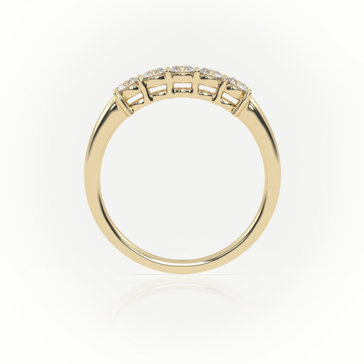 Round Cut Diamonds Bar-Setting Half Eternity Wedding Band — Yellow Gold