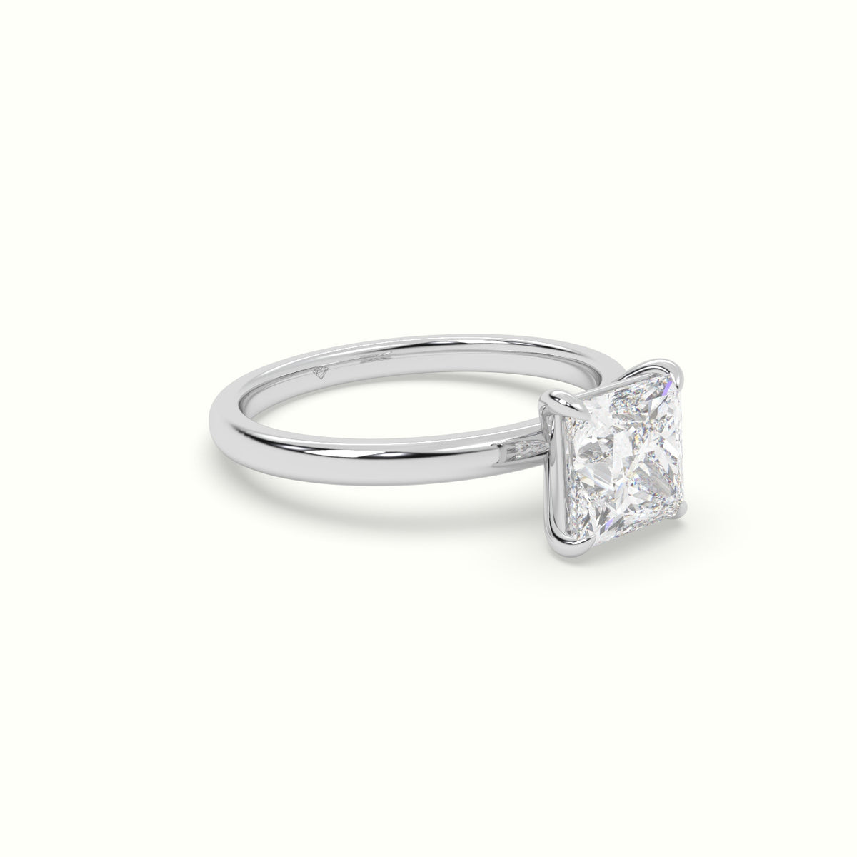 Princess Solitaire Engagement Ring — White Gold
