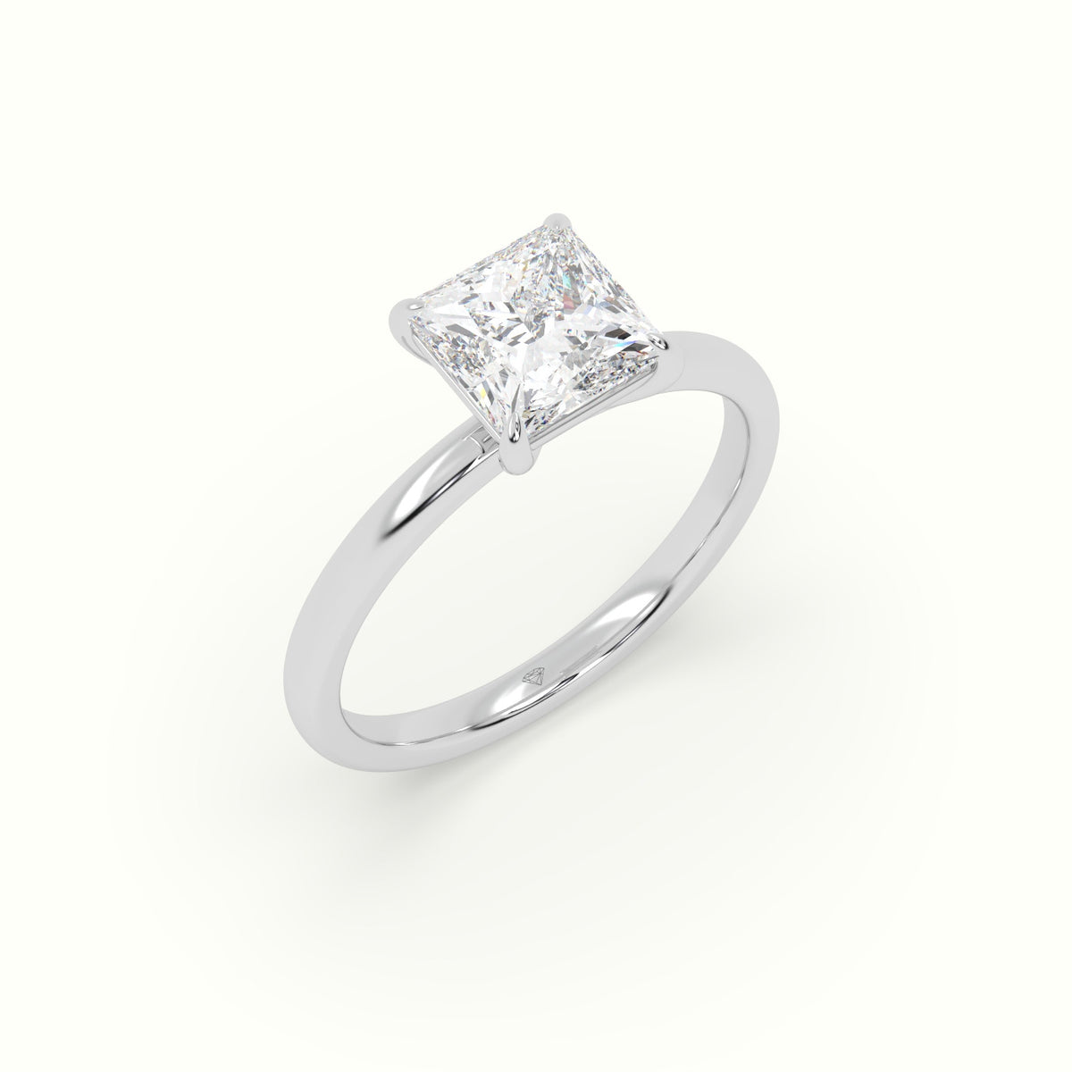 Princess Solitaire Engagement Ring — White Gold