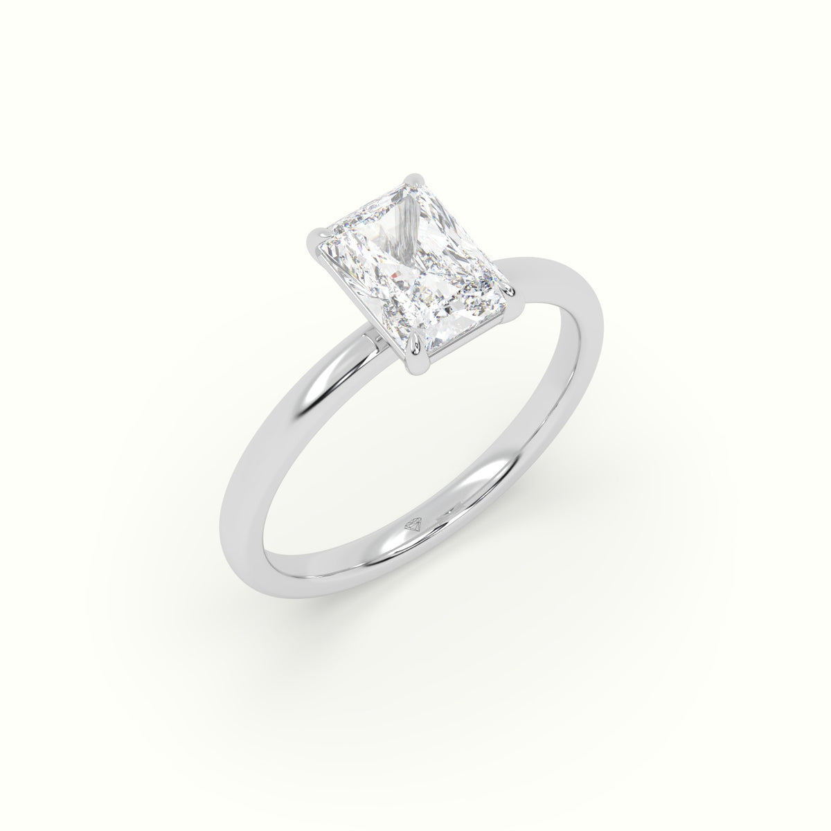 Radiant Solitaire Engagement Ring — White Gold