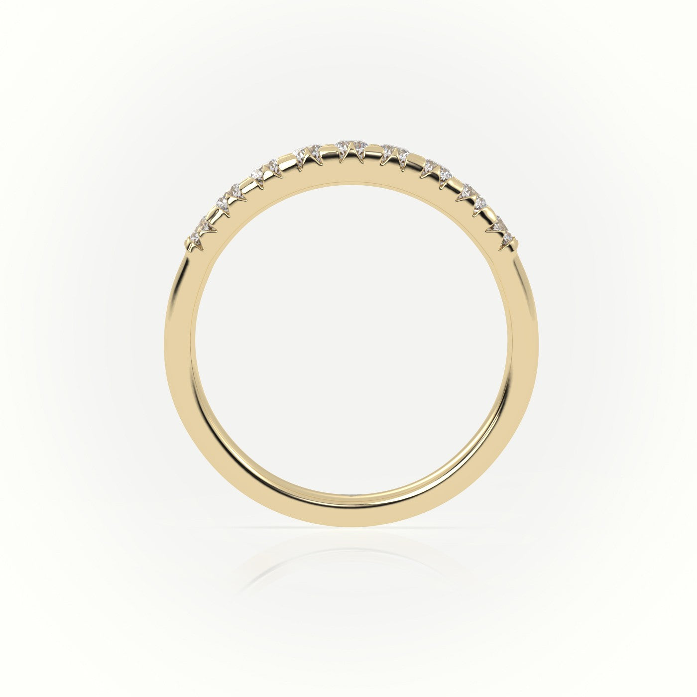 Round Cut Diamonds French Pave Setting Half Eternity Wedding Band — Yellow Gold