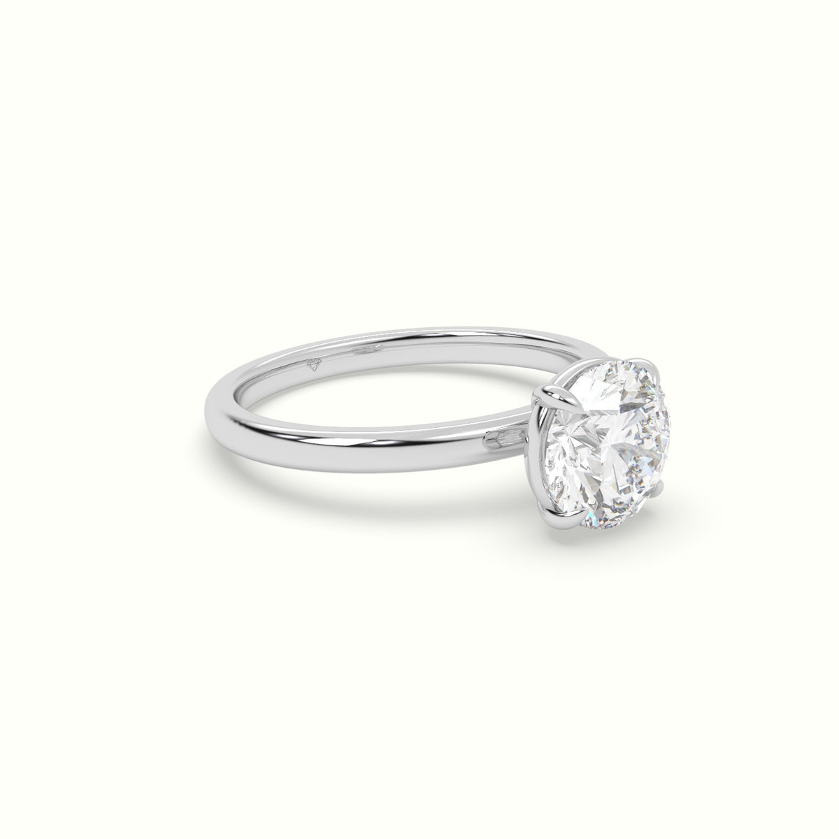 Round Solitaire Engagement Ring — White Gold