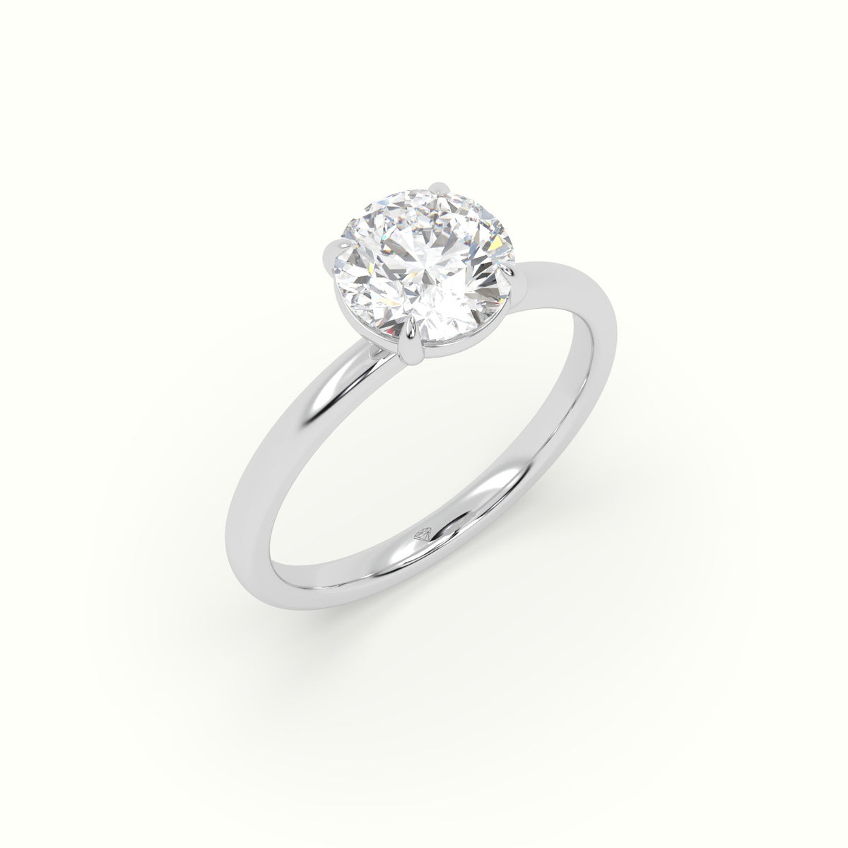 Round Solitaire Engagement Ring — White Gold