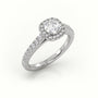 Round-Cut Diamond Halo Scallop Setting Engagement Ring — White Gold