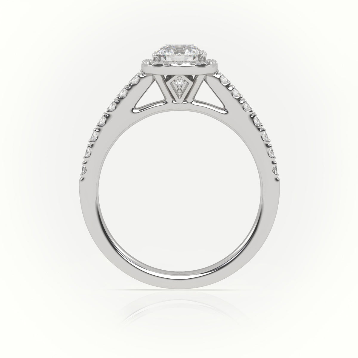 Round-Cut Diamond Halo Scallop Setting Engagement Ring — White Gold