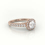 Round-Cut Diamond Halo Scallop Setting Engagement Ring — Rose Gold