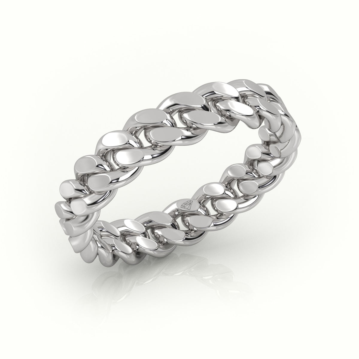 Cuban Plain Ring 5Mm — White Gold