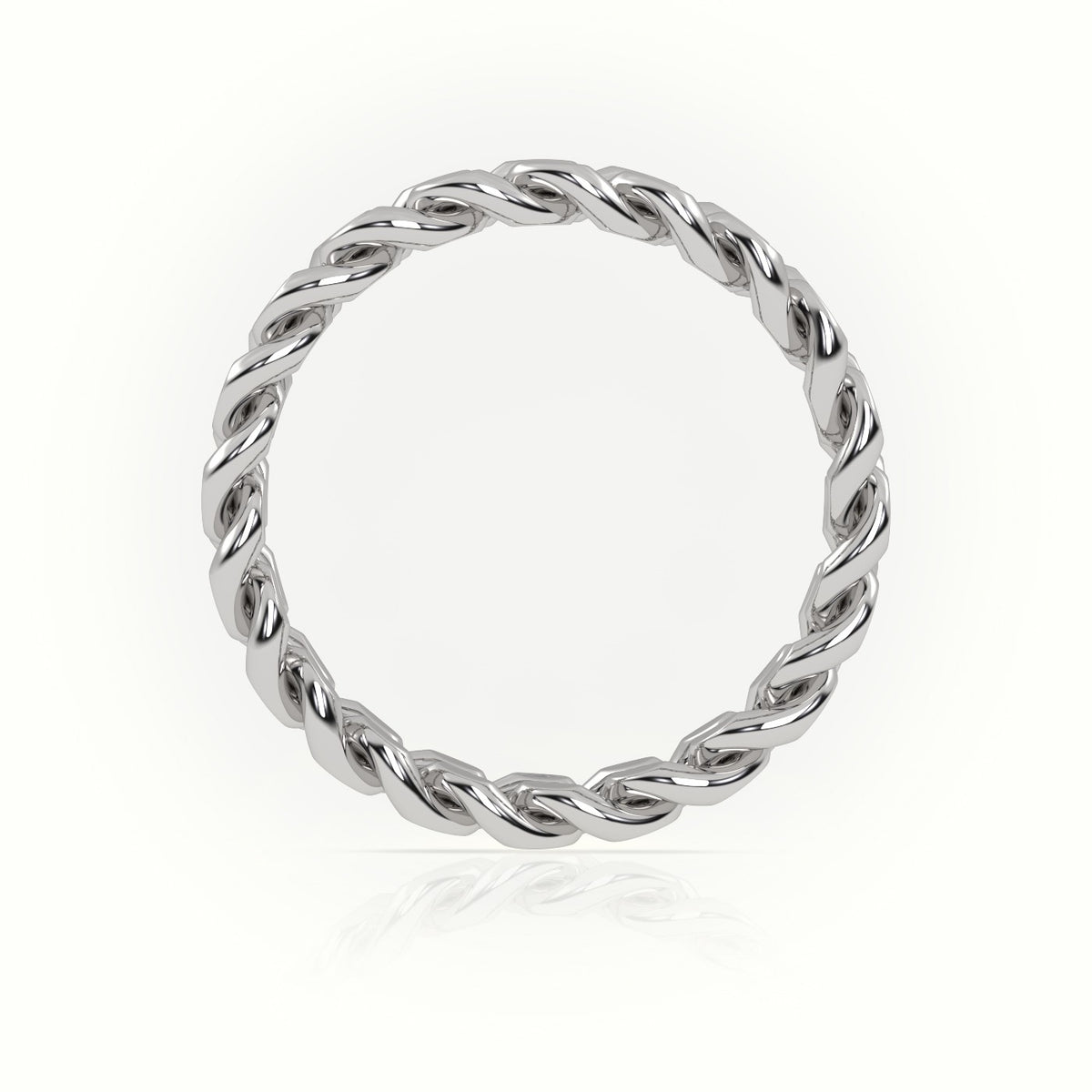 Cuban Plain Ring 5Mm — White Gold