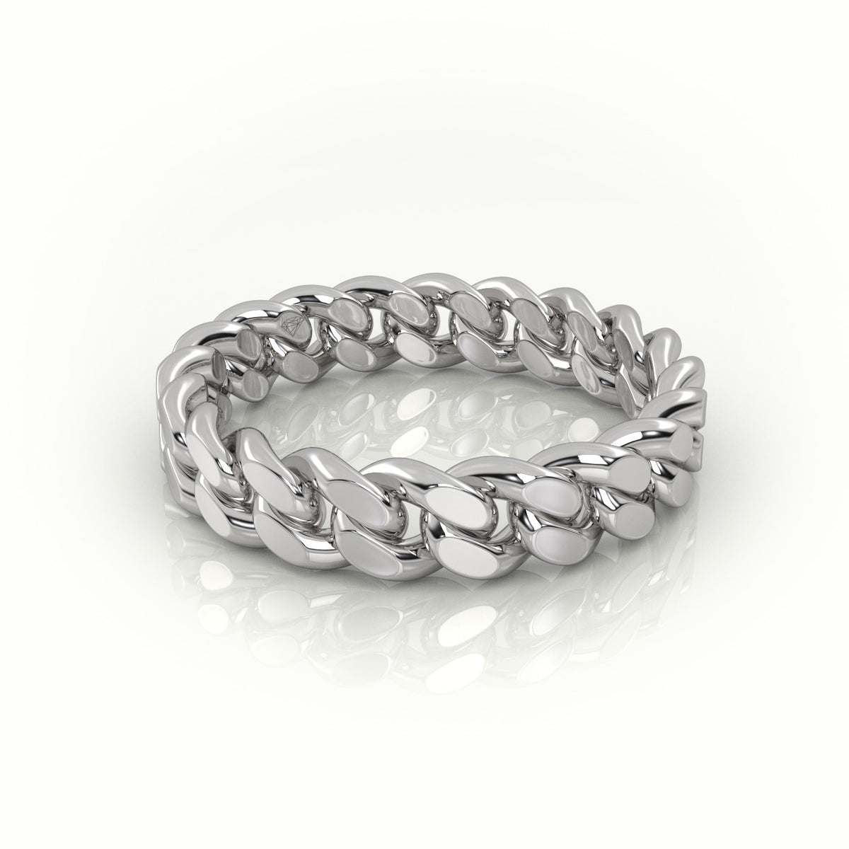 Cuban Plain Ring 5Mm — White Gold