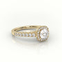 Round-Cut Diamond Halo Scallop Setting Engagement Ring — Yellow Gold