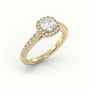 Round-Cut Diamond Halo Scallop Setting Engagement Ring — Yellow Gold