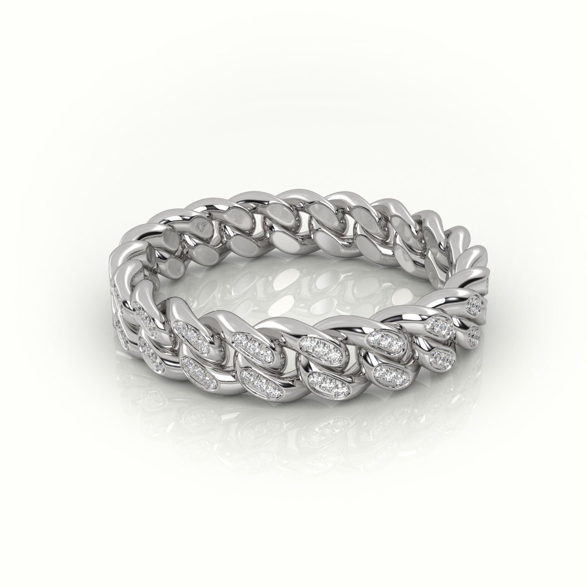 Cuban Diamonds Ring 5Mm — White Gold
