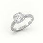 Round-Cut Diamond Halo Scallop-Setting Engagement Ring — White Gold