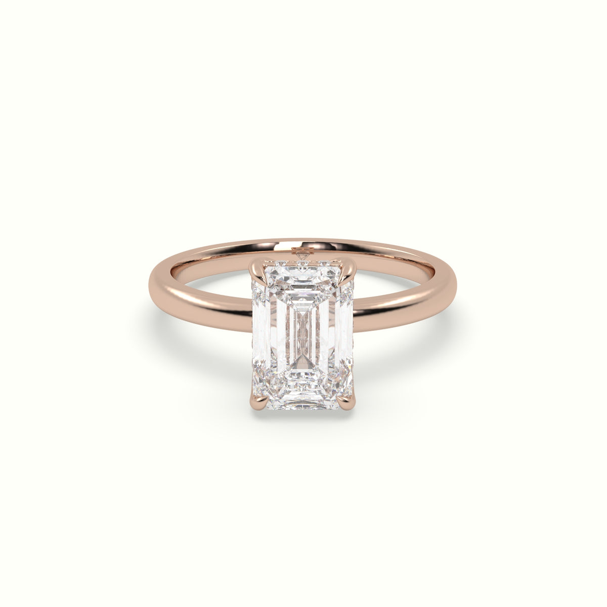 The Tulip Emerald Cut 4 Prong Hidden Halo Diamond Engagement Ring