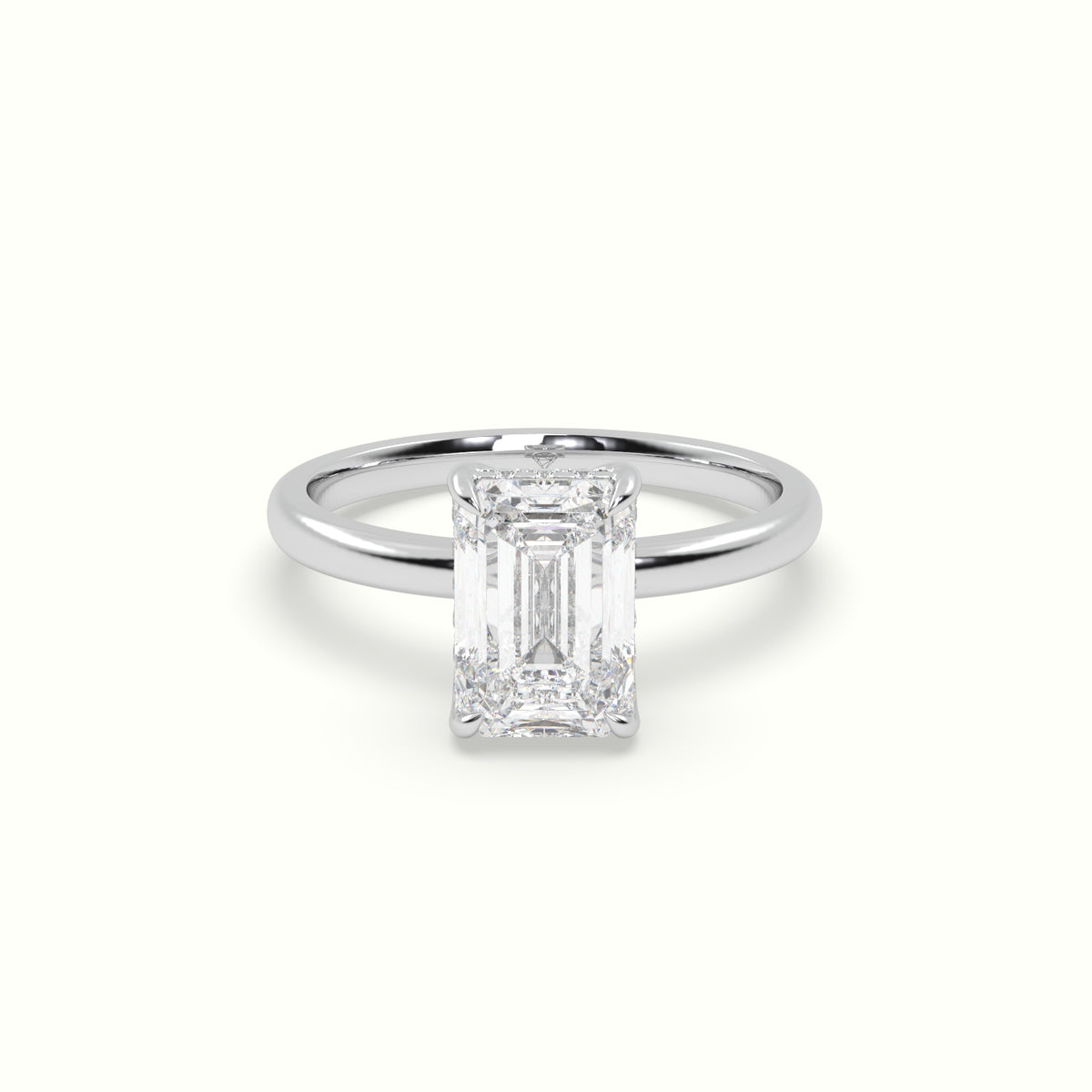 The Tulip Emerald Cut 4 Prong Hidden Halo Diamond Engagement Ring