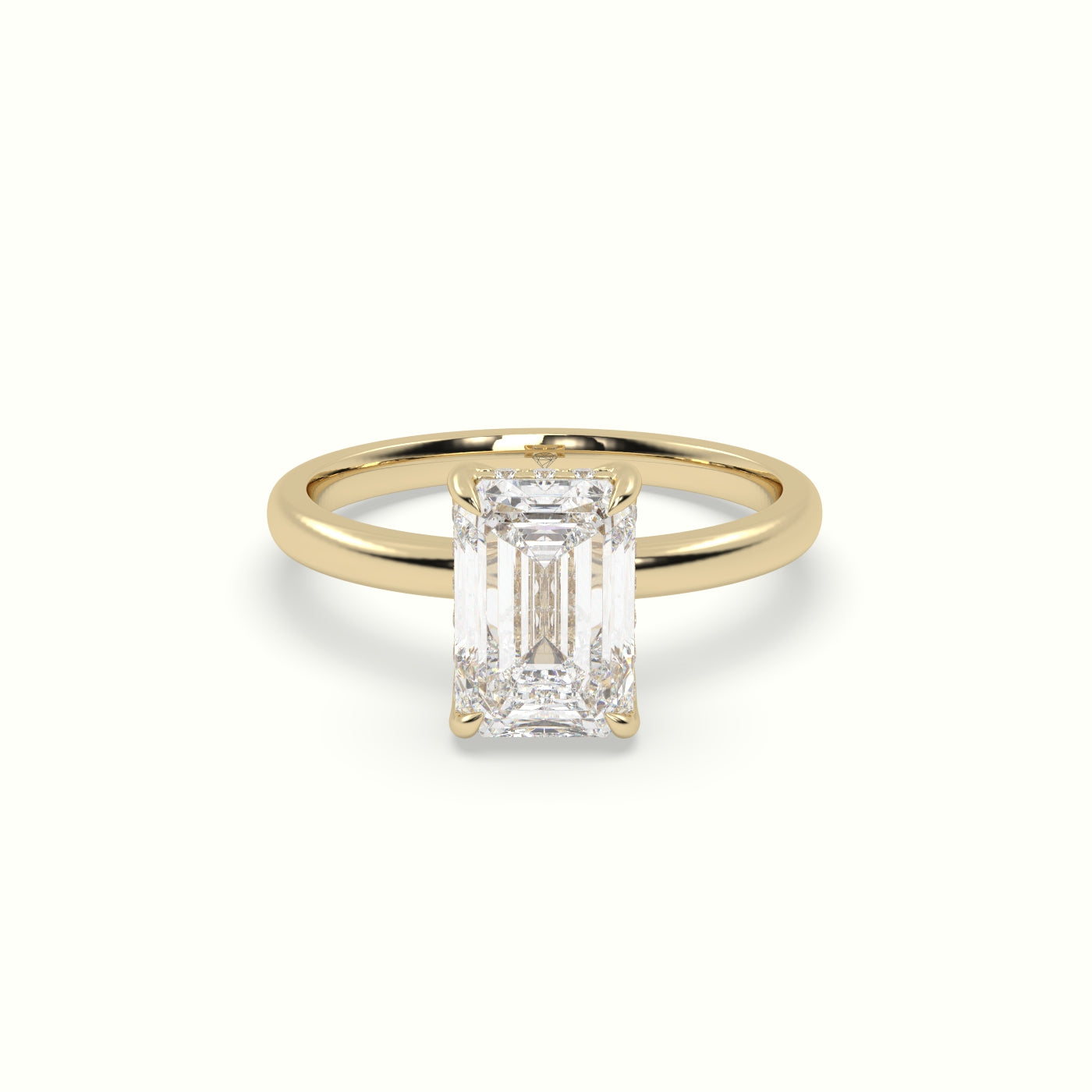 The Tulip Emerald Cut 4 Prong Hidden Halo Diamond Engagement Ring