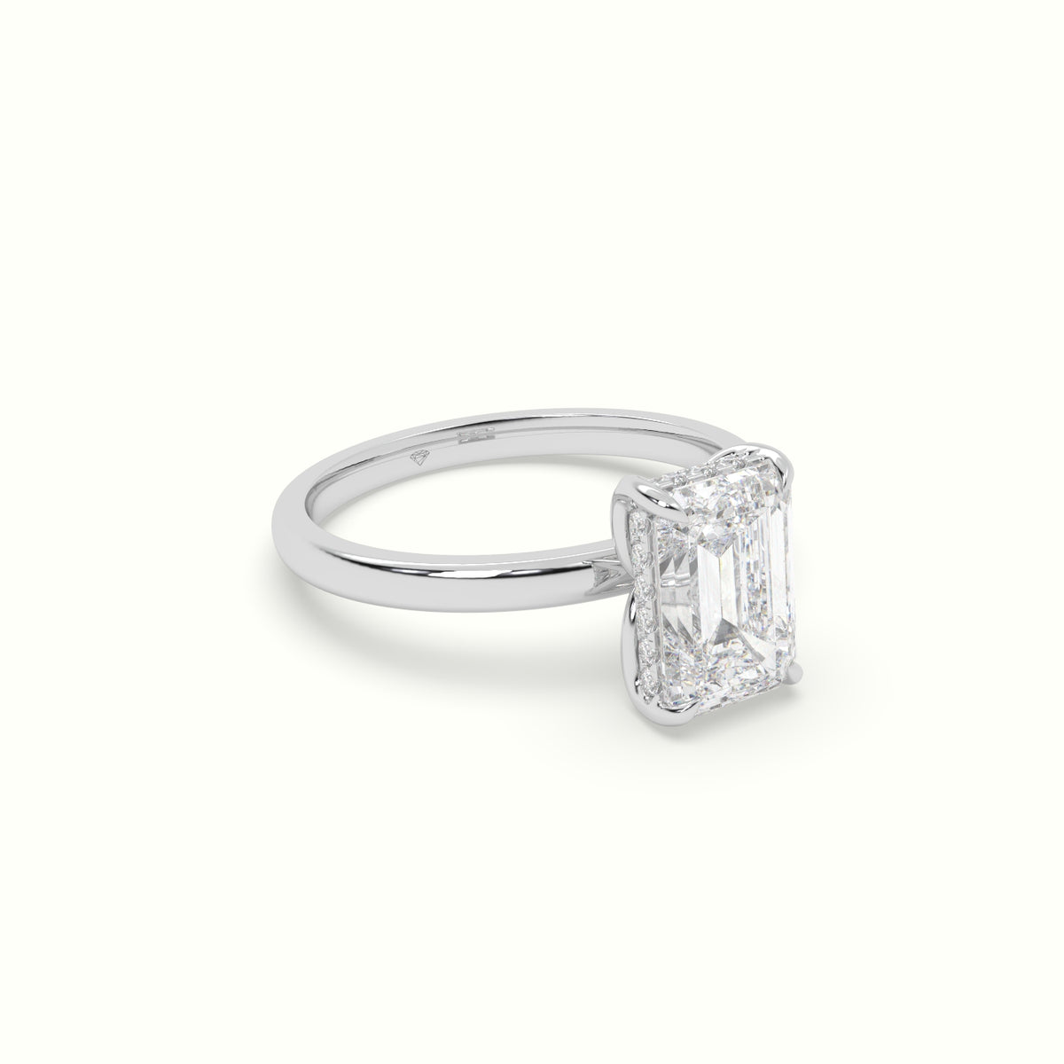 The Tulip Emerald Cut 4 Prong Hidden Halo Diamond Engagement Ring