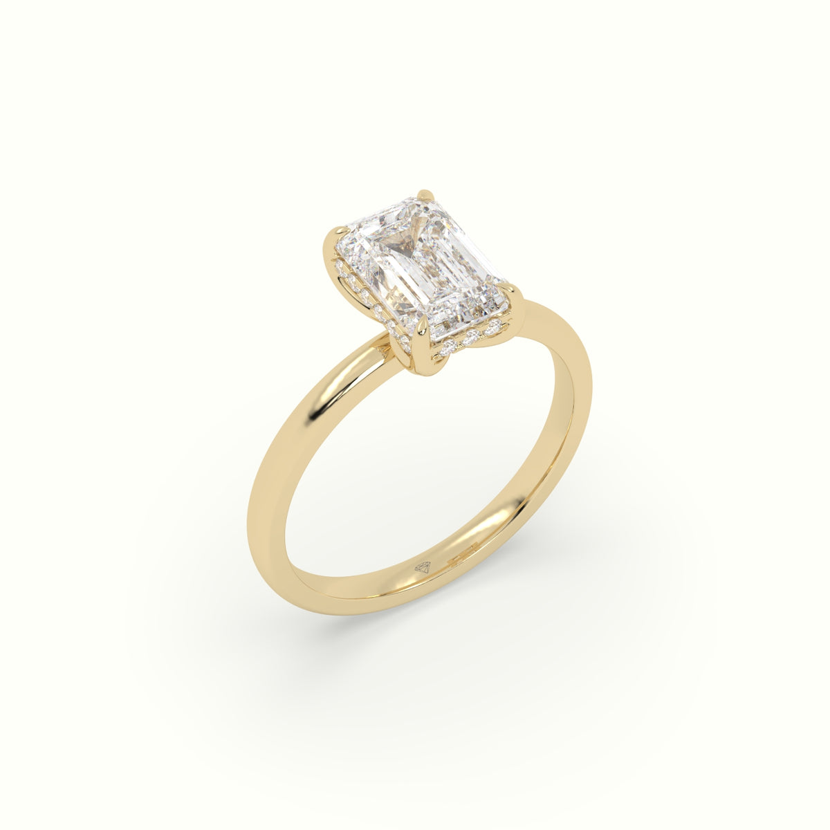 The Tulip Emerald Cut 4 Prong Hidden Halo Diamond Engagement Ring