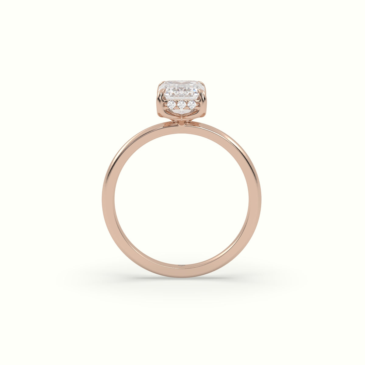 The Tulip Emerald Cut 4 Prong Hidden Halo Diamond Engagement Ring