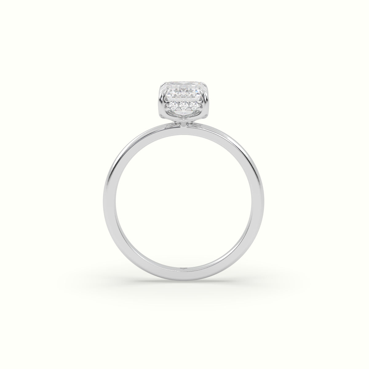 The Tulip Emerald Cut 4 Prong Hidden Halo Diamond Engagement Ring