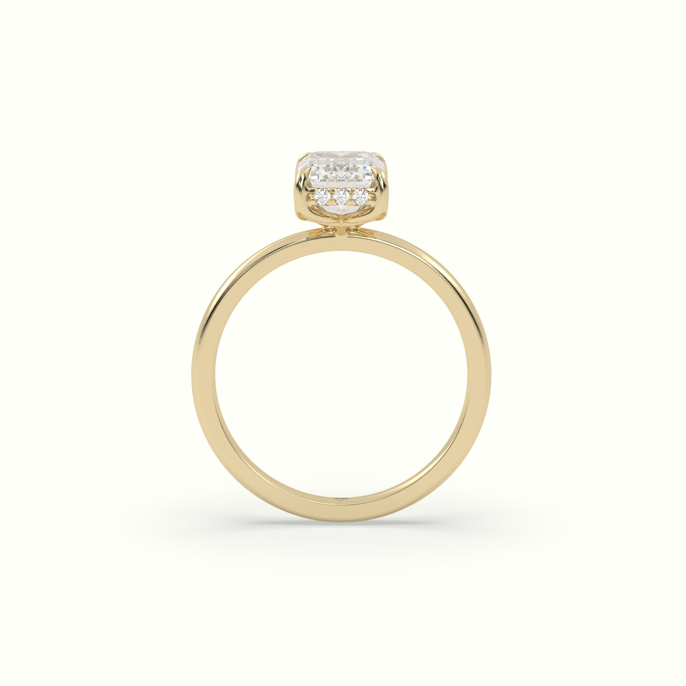 The Tulip Emerald Cut 4 Prong Hidden Halo Diamond Engagement Ring