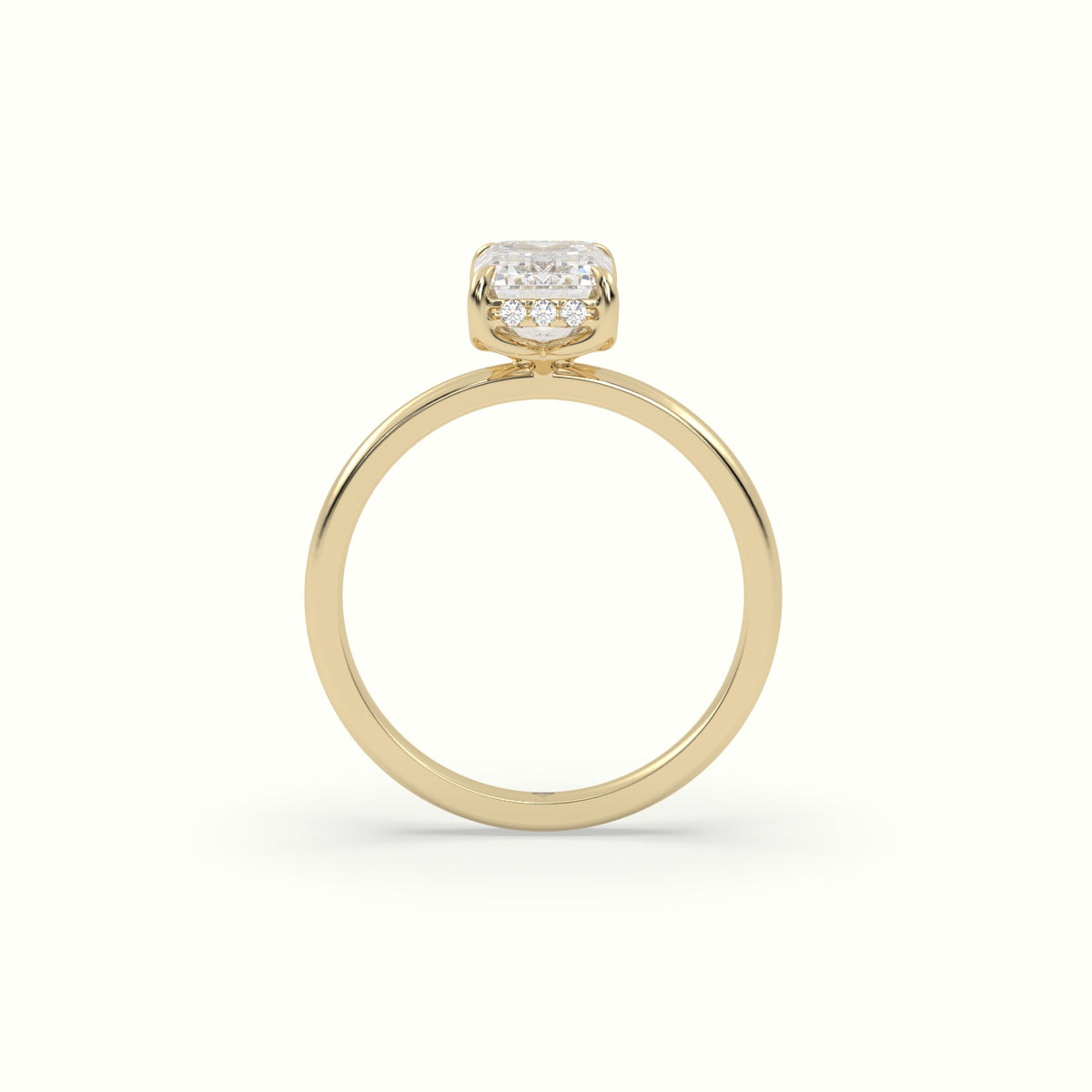 The Tulip Emerald Cut 4 Prong Hidden Halo Diamond Engagement Ring