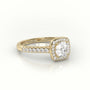 Round-Cut Diamond Halo Scallop-Setting Engagement Ring — Yellow Gold
