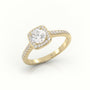 Round-Cut Diamond Halo Scallop-Setting Engagement Ring — Yellow Gold
