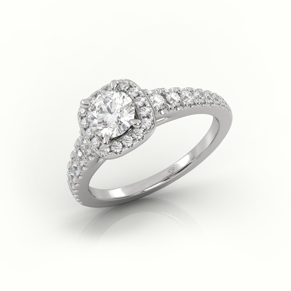 Round-Cut Diamond 4 Prongs Scallop Setting Engagement Ring — White Gold