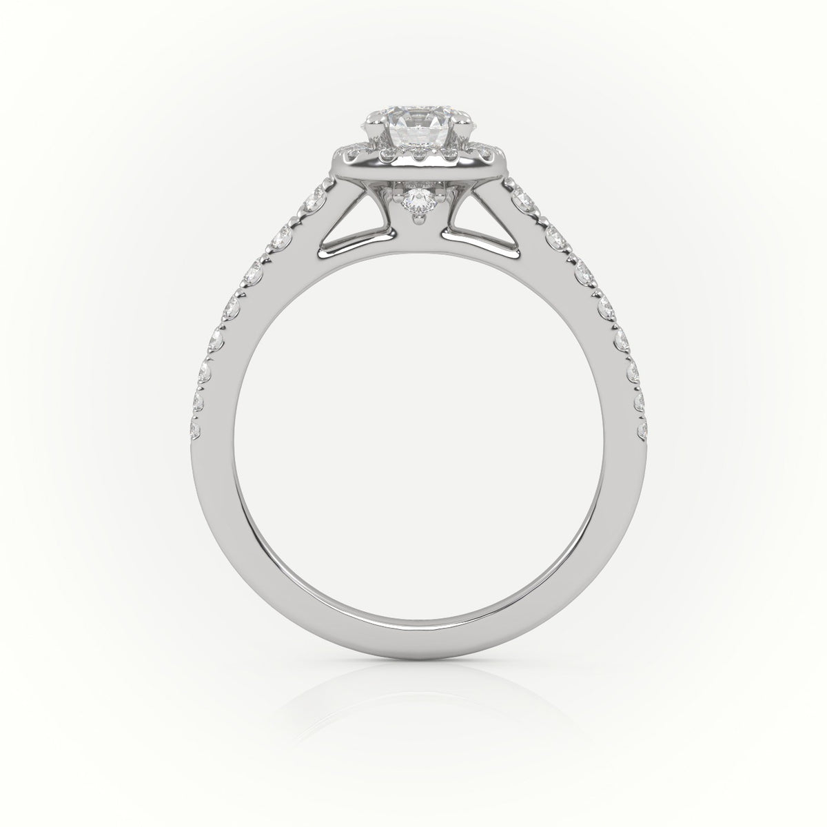 Round-Cut Diamond 4 Prongs Scallop Setting Engagement Ring — White Gold