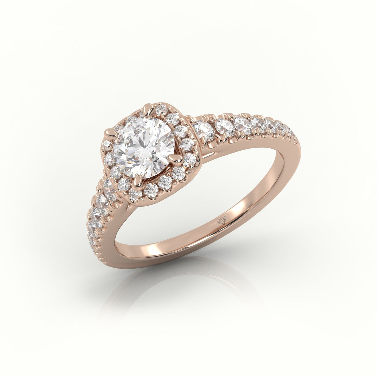Round-Cut Diamond 4 Prongs Scallop Setting Engagement Ring — Rose Gold