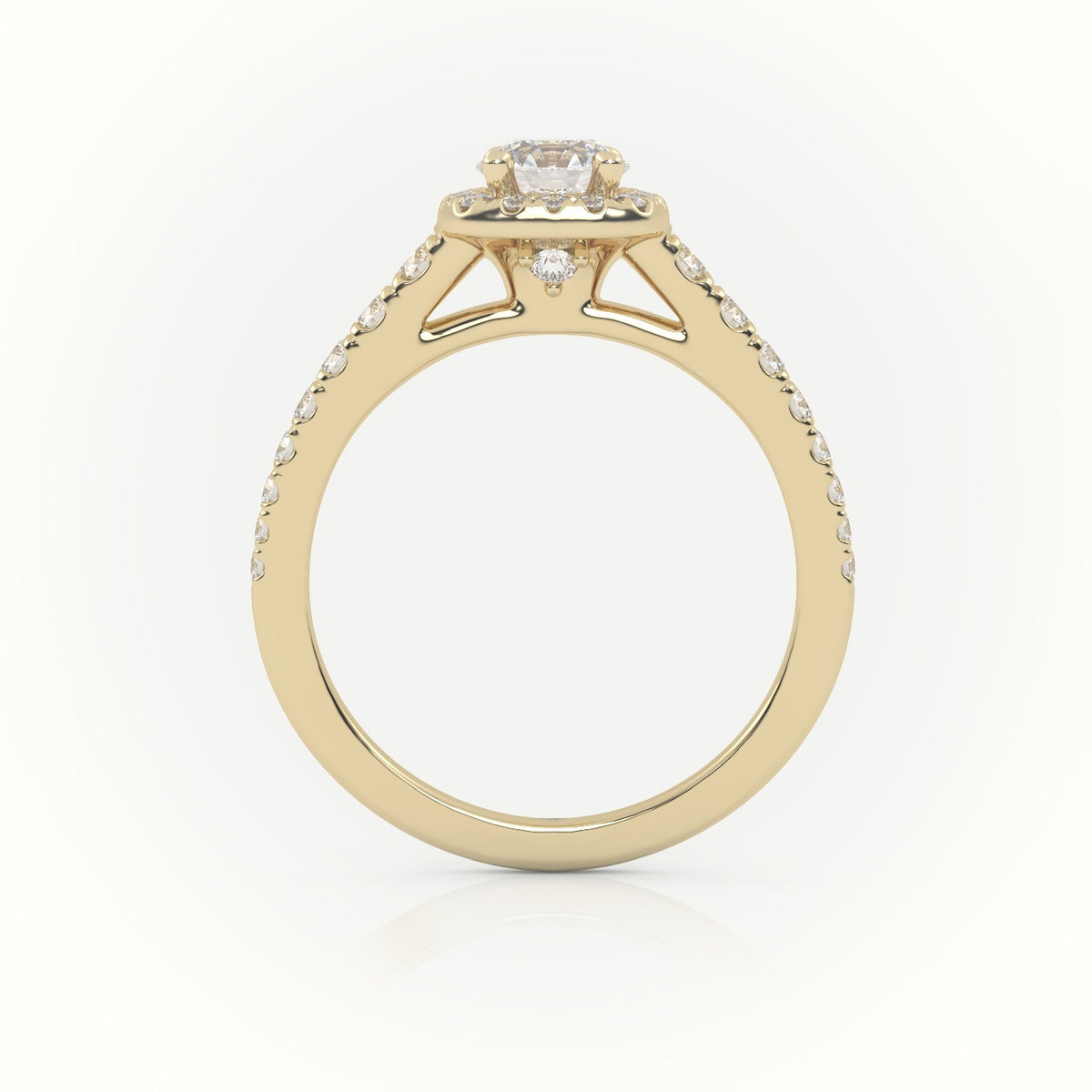Round-Cut Diamond 4 Prongs Scallop Setting Engagement Ring — Yellow Gold