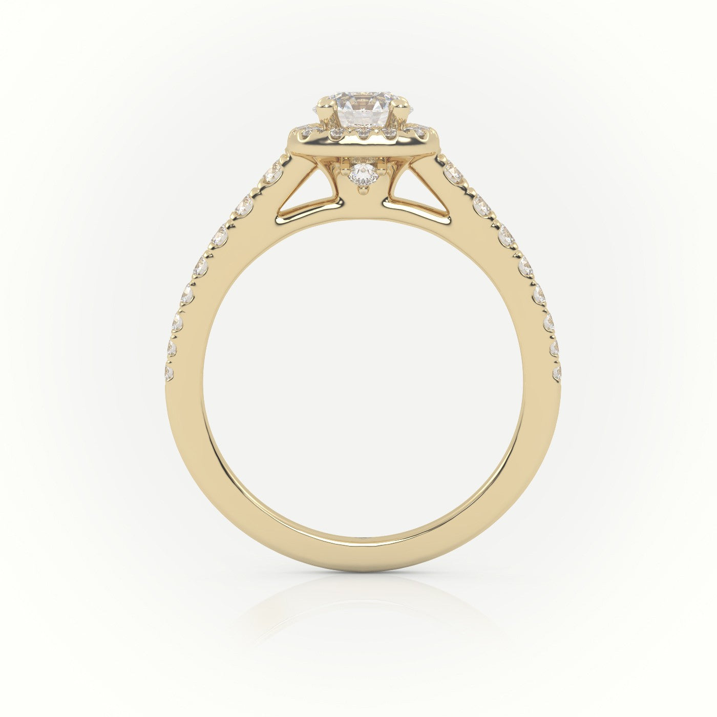 Round-Cut Diamond 4 Prongs Scallop Setting Engagement Ring — Yellow Gold