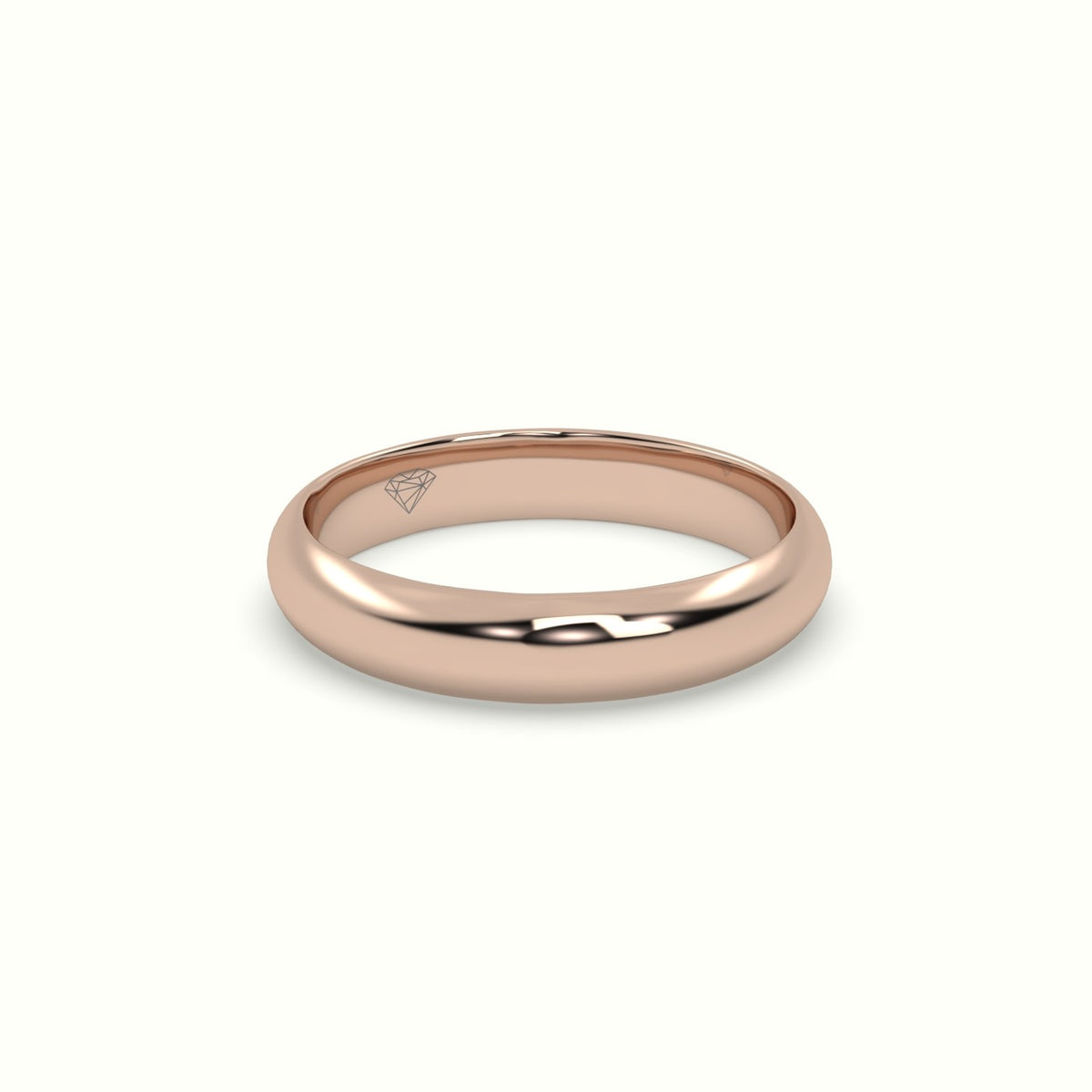 Traditional D Shape Flat Profile Wedding Band — Rose Gold