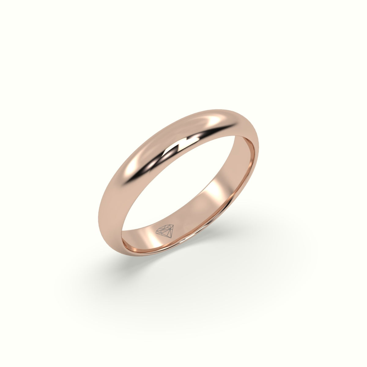 Traditional D Shape Flat Profile Wedding Band — Rose Gold