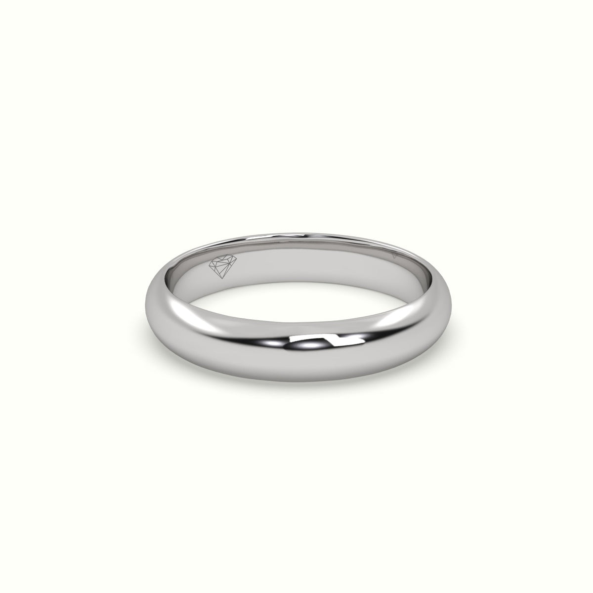 Traditional D Shape Flat Profile Wedding Band — White Gold