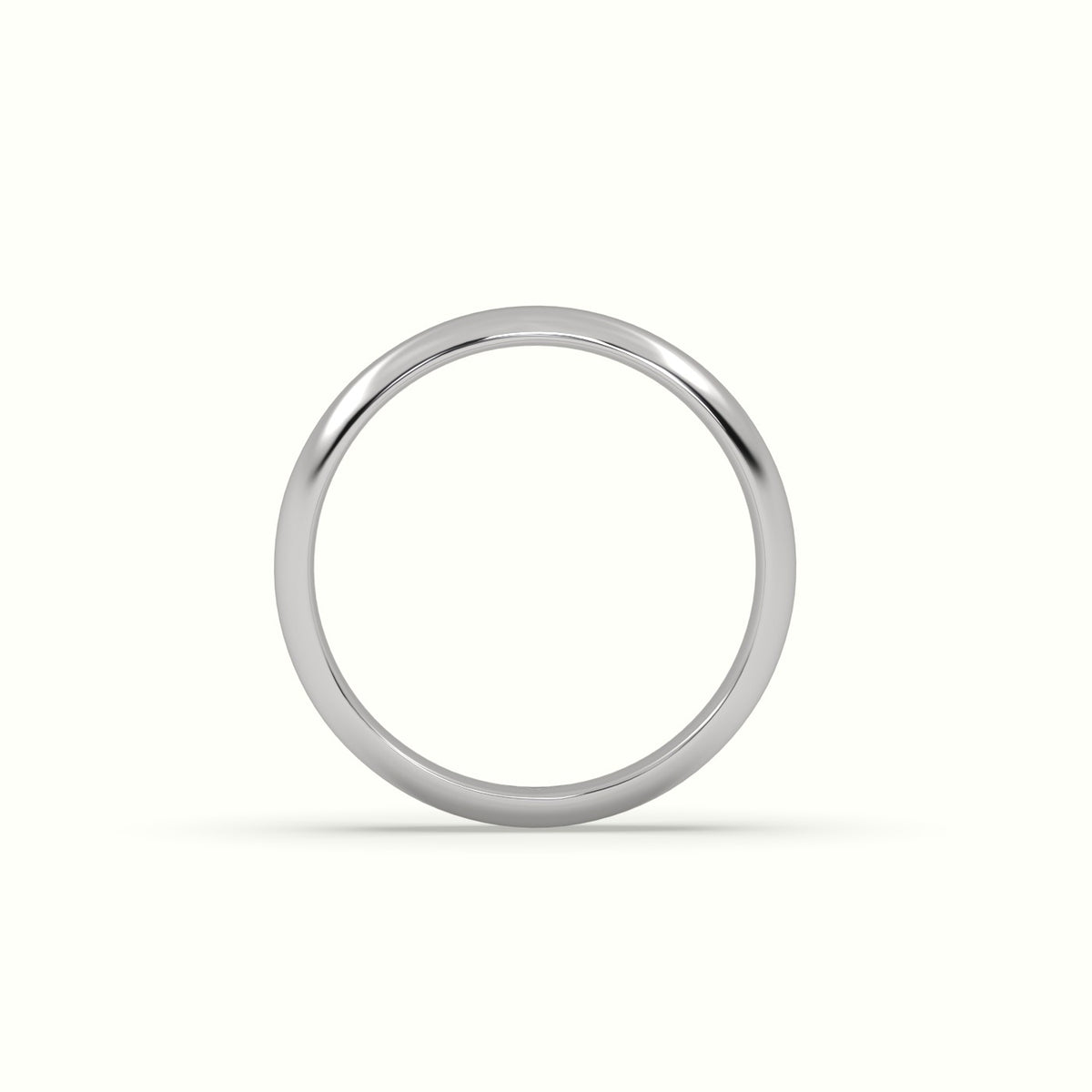 Traditional D Shape Flat Profile Wedding Band — White Gold