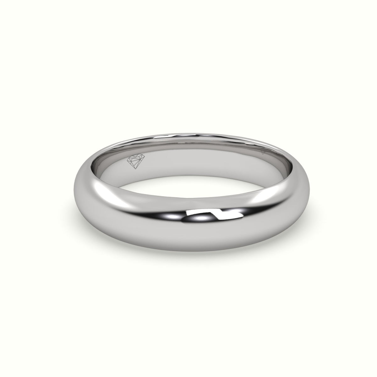 Traditional D Shape Flat Profile Wedding Band — White Gold