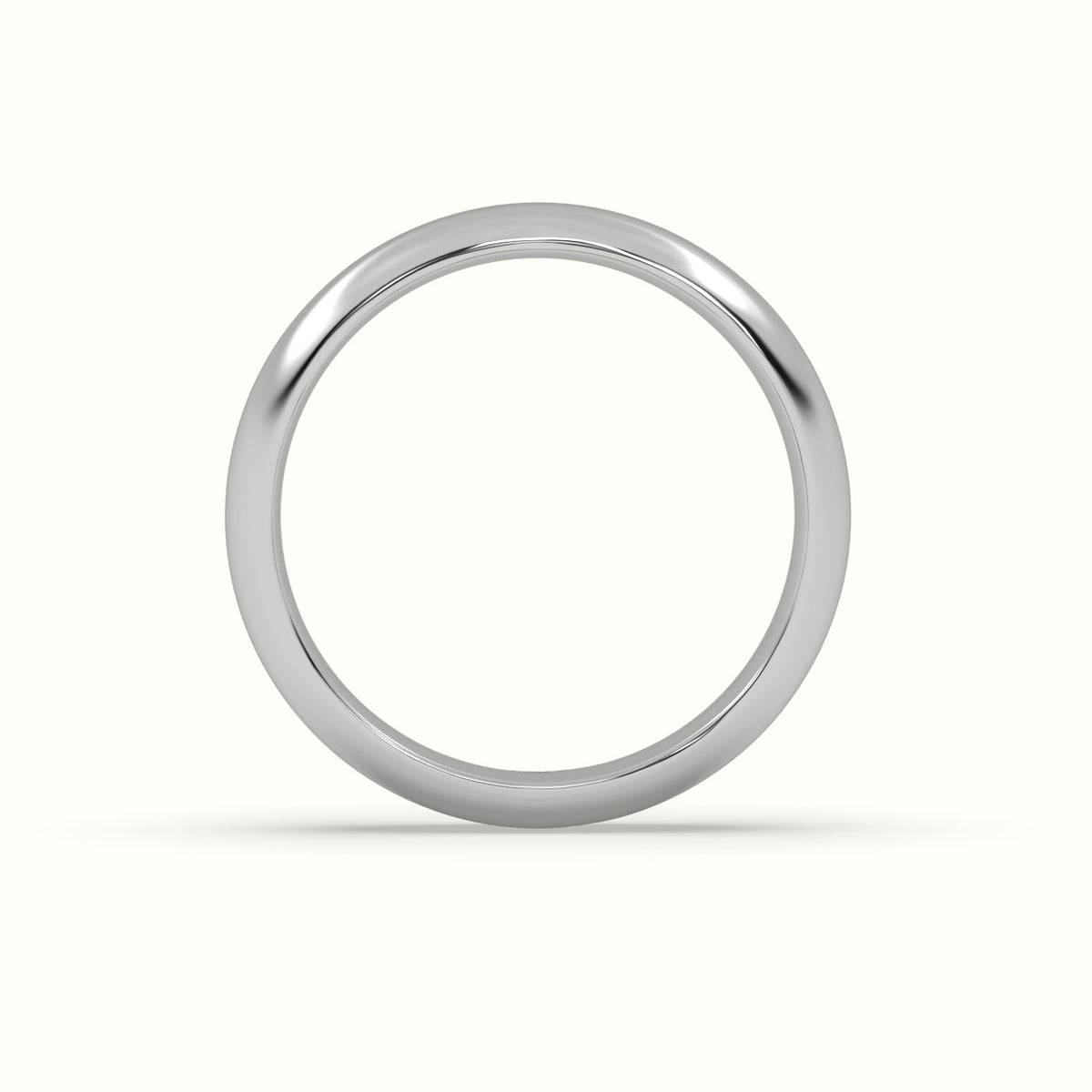 Traditional D Shape Flat Profile Wedding Band — White Gold