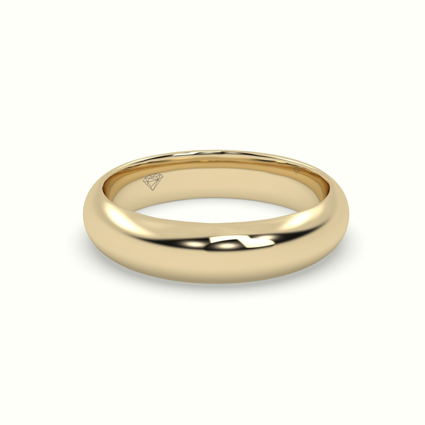 Traditional D Shape Flat Profile Wedding Band — Yellow Gold