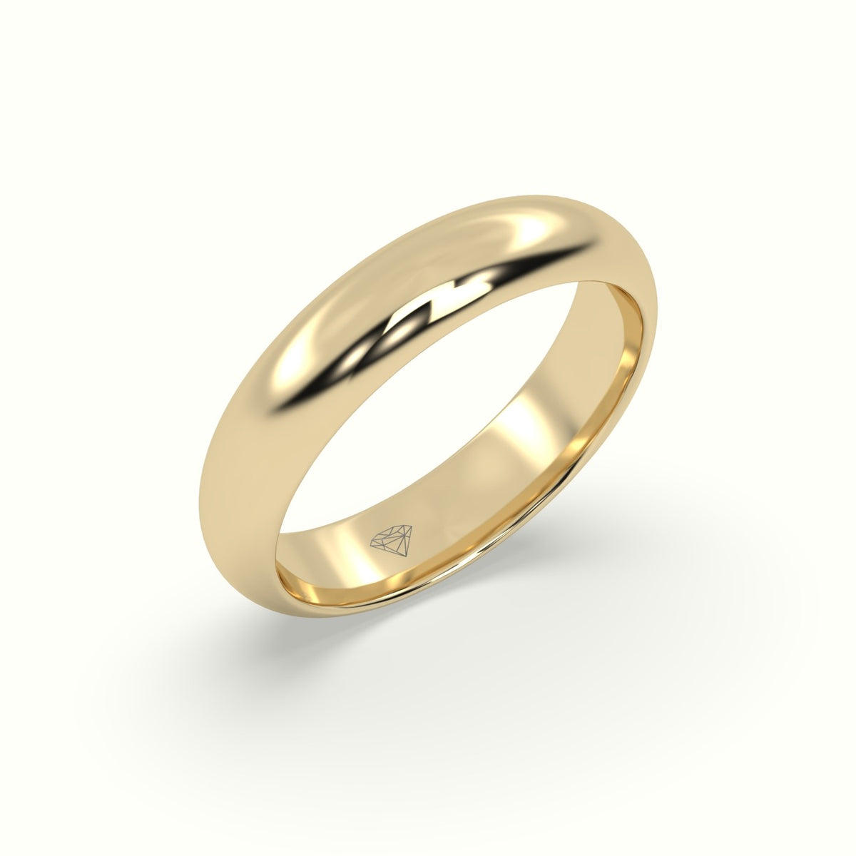 Traditional D Shape Flat Profile Wedding Band — Yellow Gold