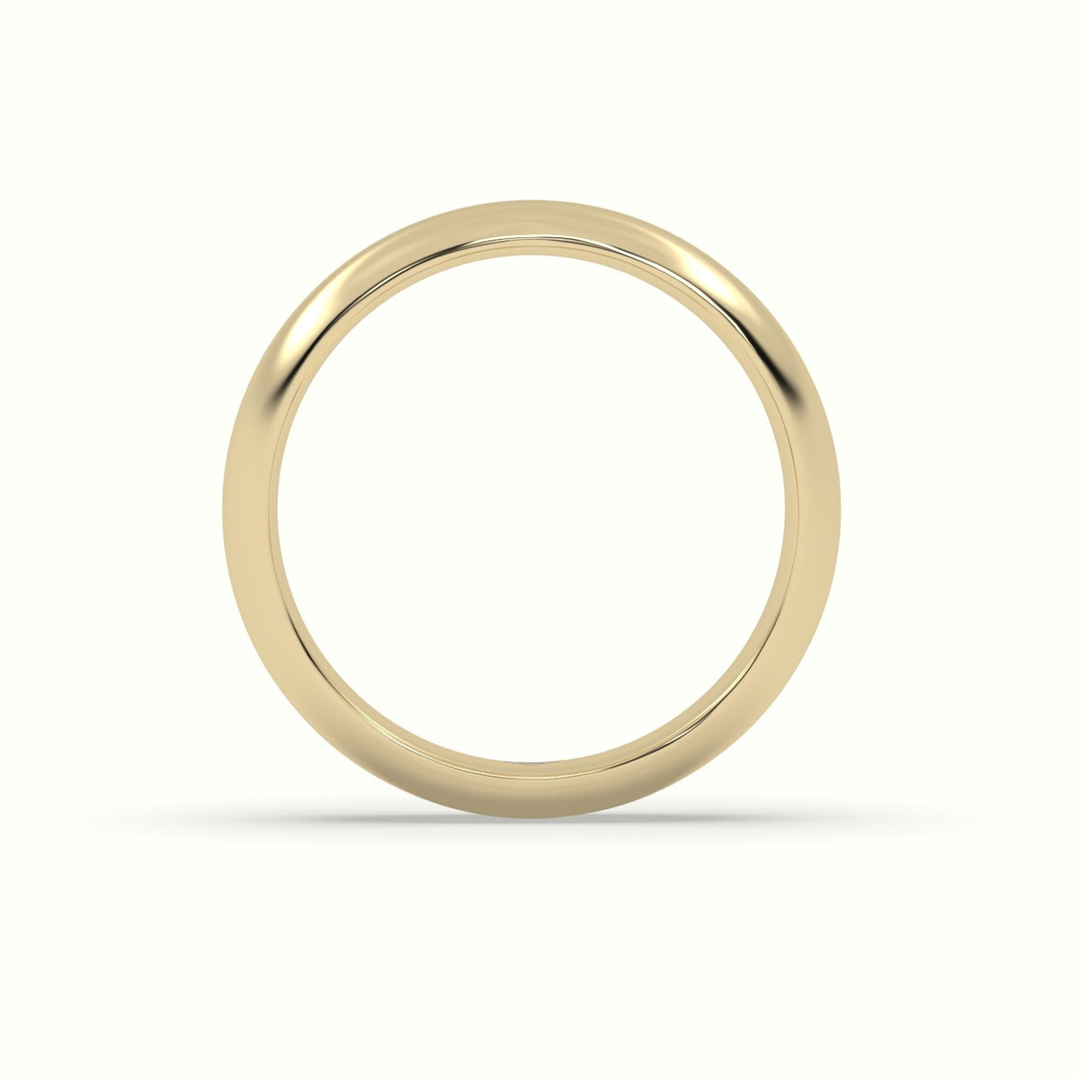 Traditional D Shape Flat Profile Wedding Band — Yellow Gold