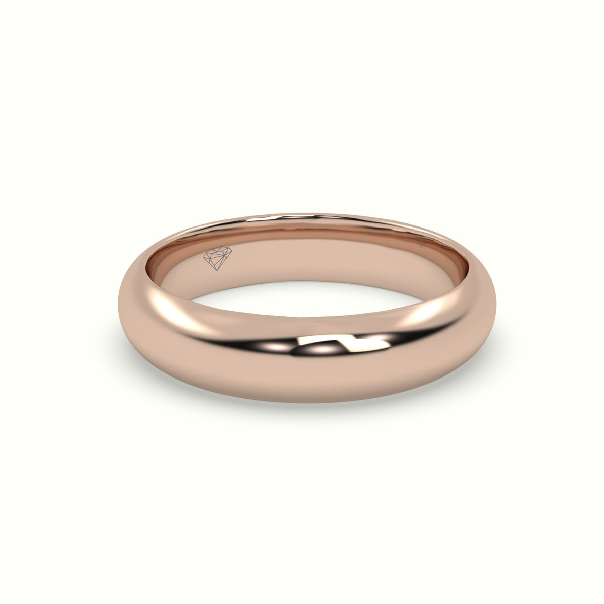 Traditional D Shape Flat Profile Wedding Band — Rose Gold