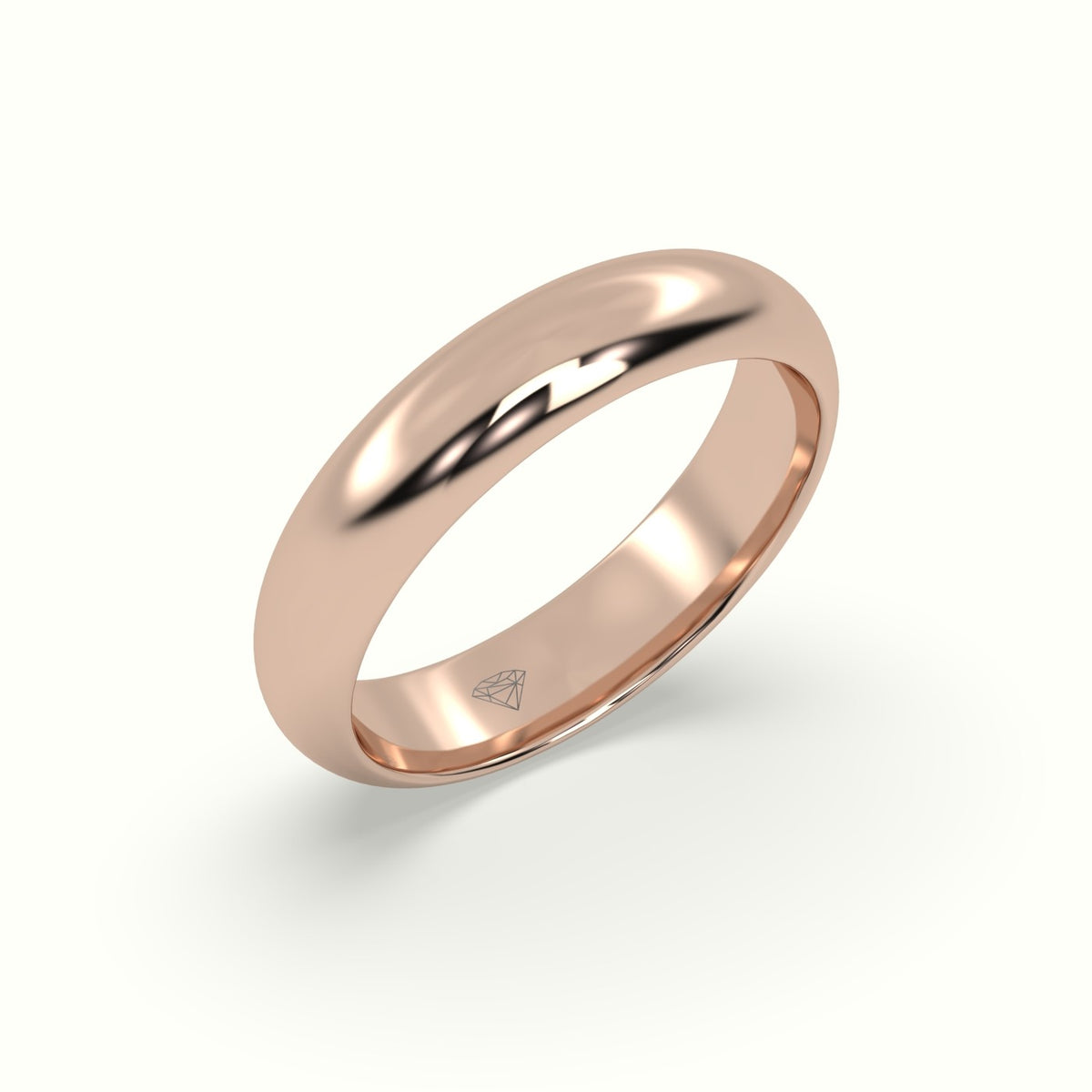 Traditional D Shape Flat Profile Wedding Band — Rose Gold