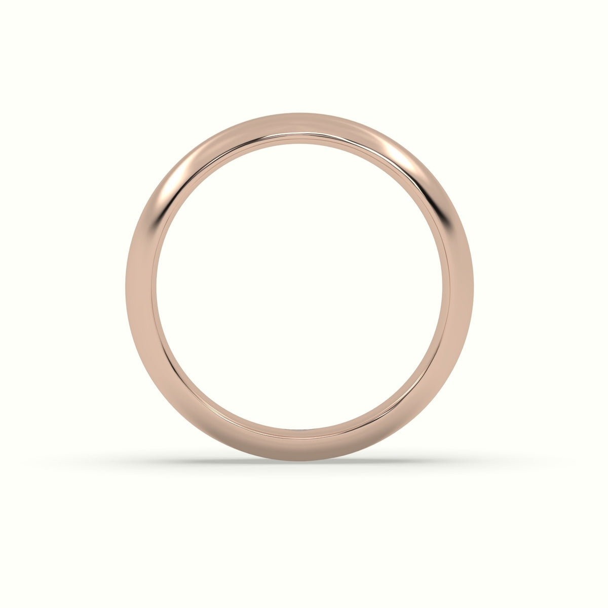 Traditional D Shape Flat Profile Wedding Band — Rose Gold