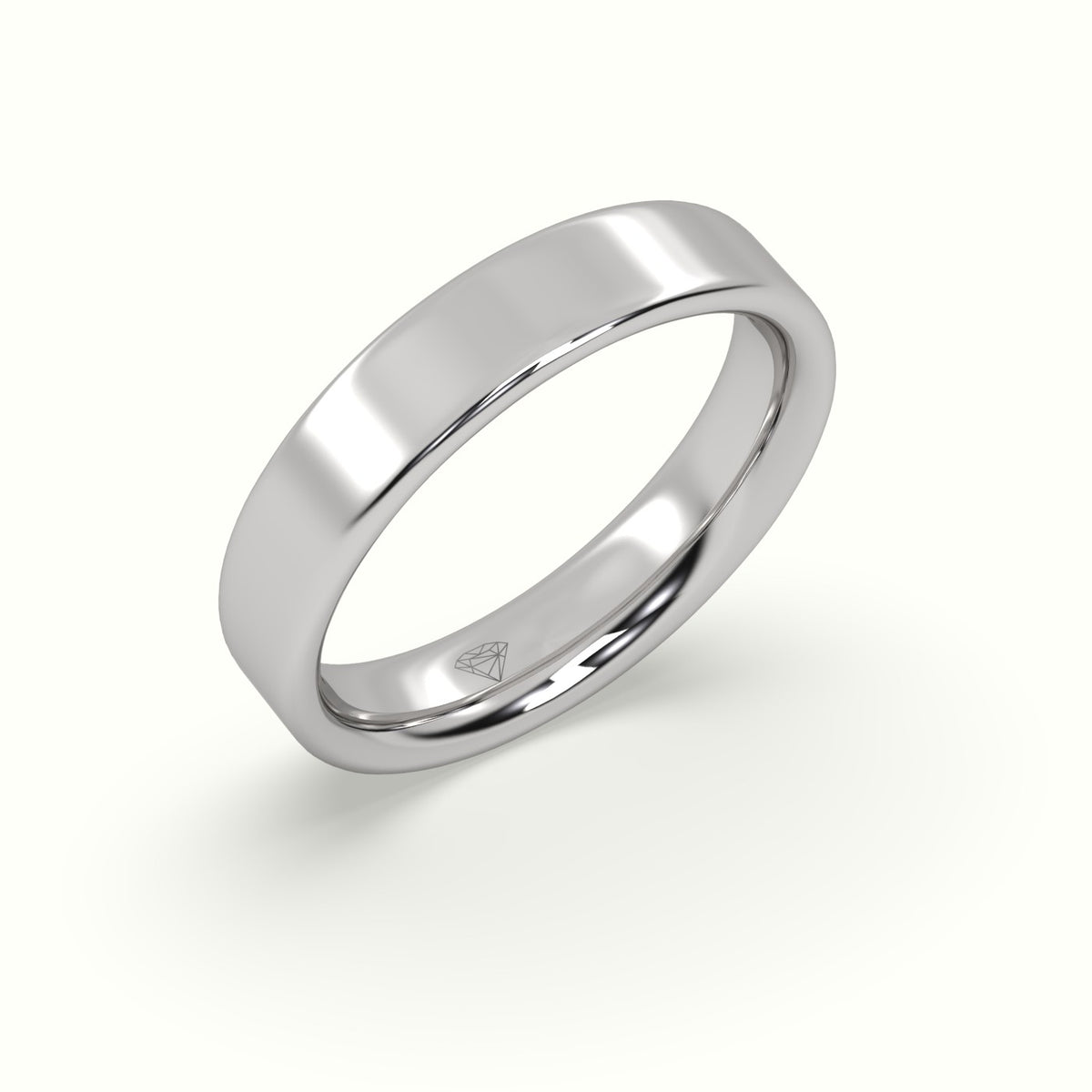 Time Honoured Heavy Weight Flat D Court Women'S Wedding Band — White Gold