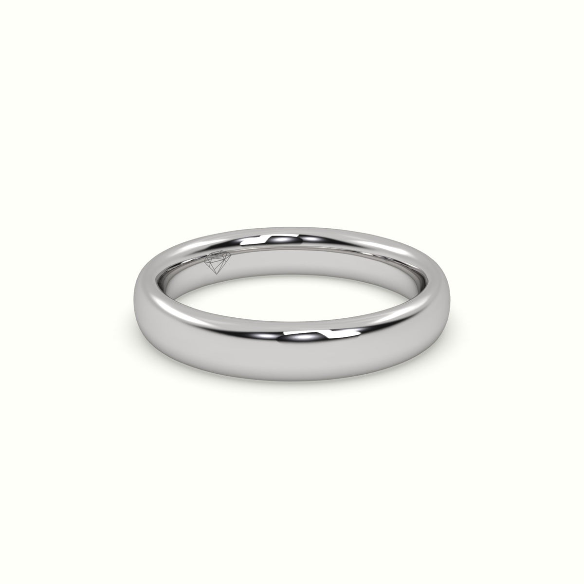 Chunky Profile Carved Classic "Her" Wedding Band — White Gold