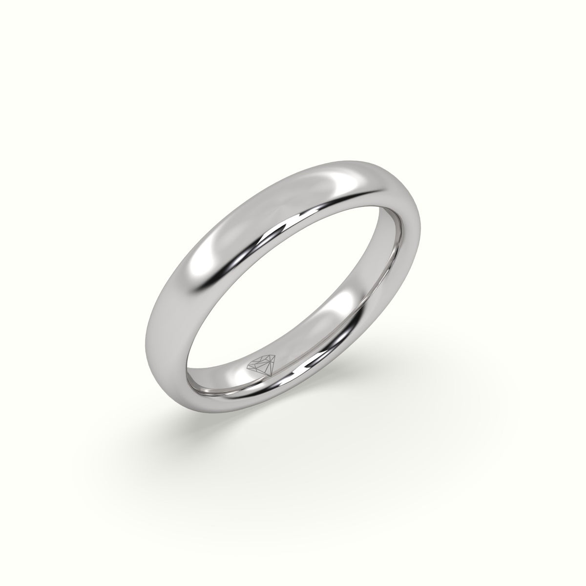 Chunky Profile Carved Classic "Her" Wedding Band — White Gold