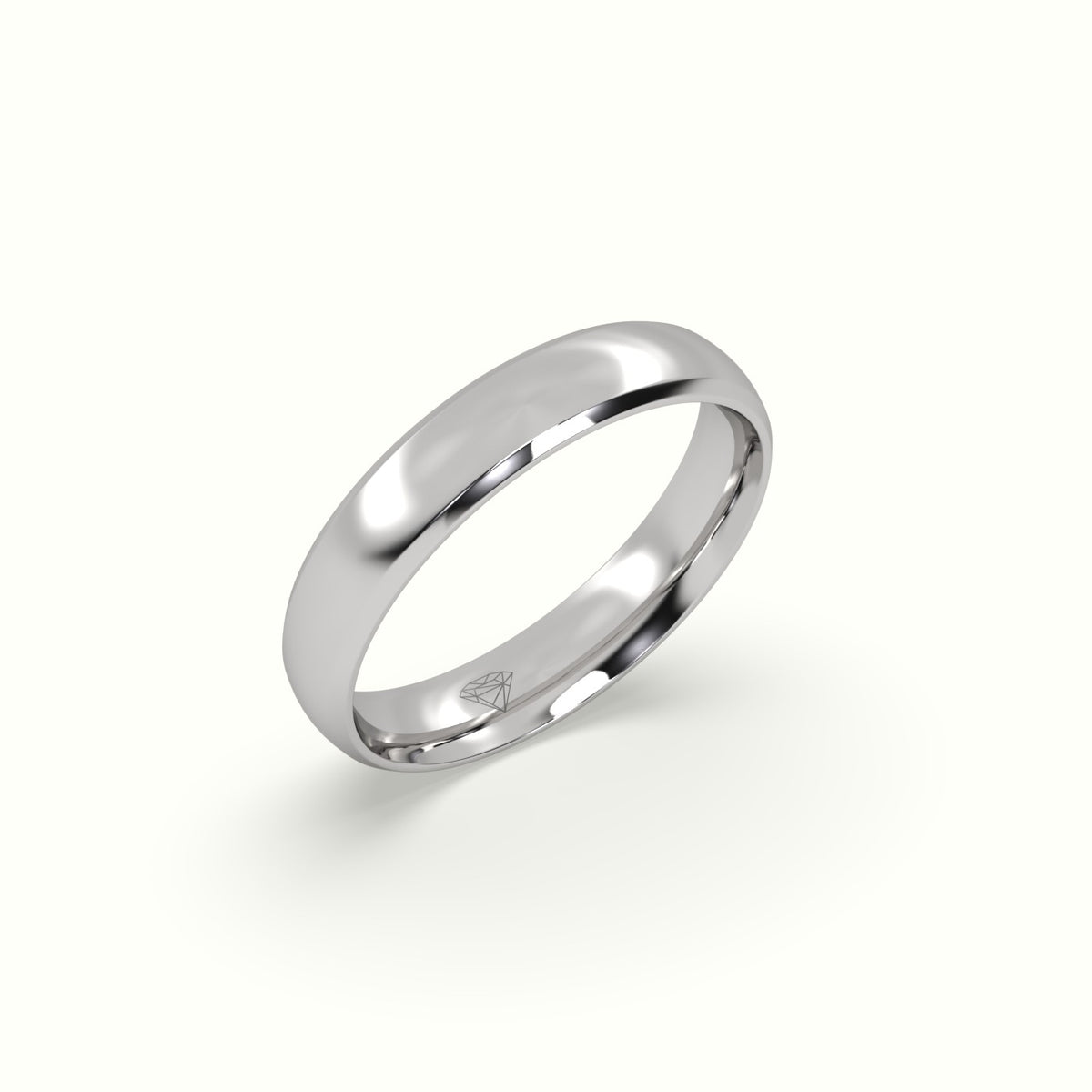 Modern Court Wedding Band — White Gold
