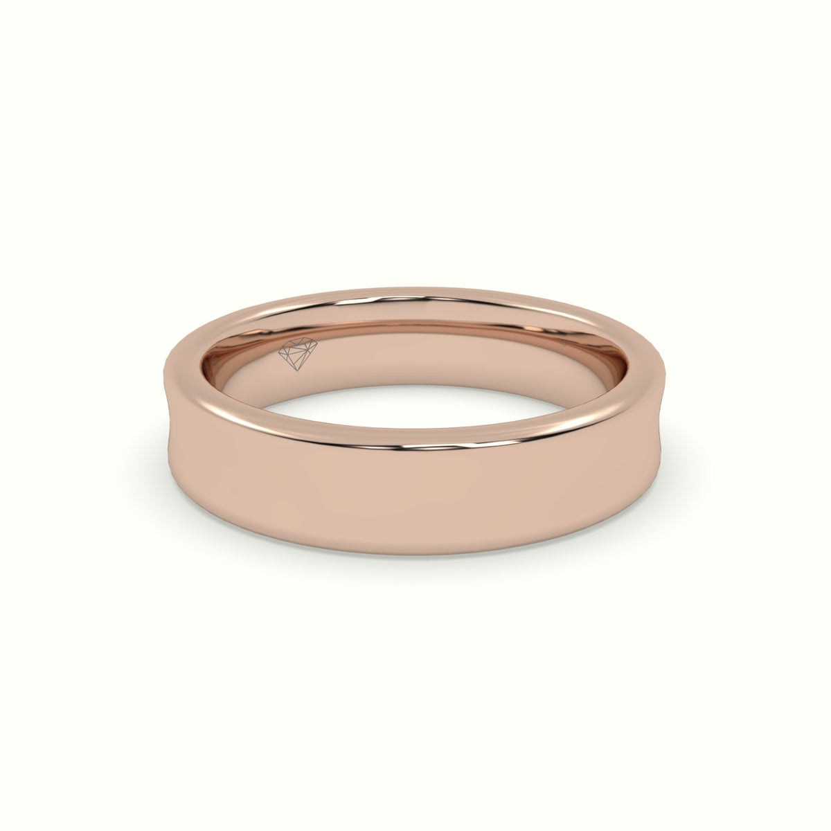 D Shape Court Profile Women'S Wedding Band — Rose Gold